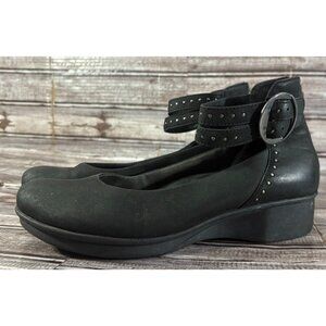 Dansko Lois Double Buckle Ankle Strap Shoes Black Nubuck sz EU 40 US 9
